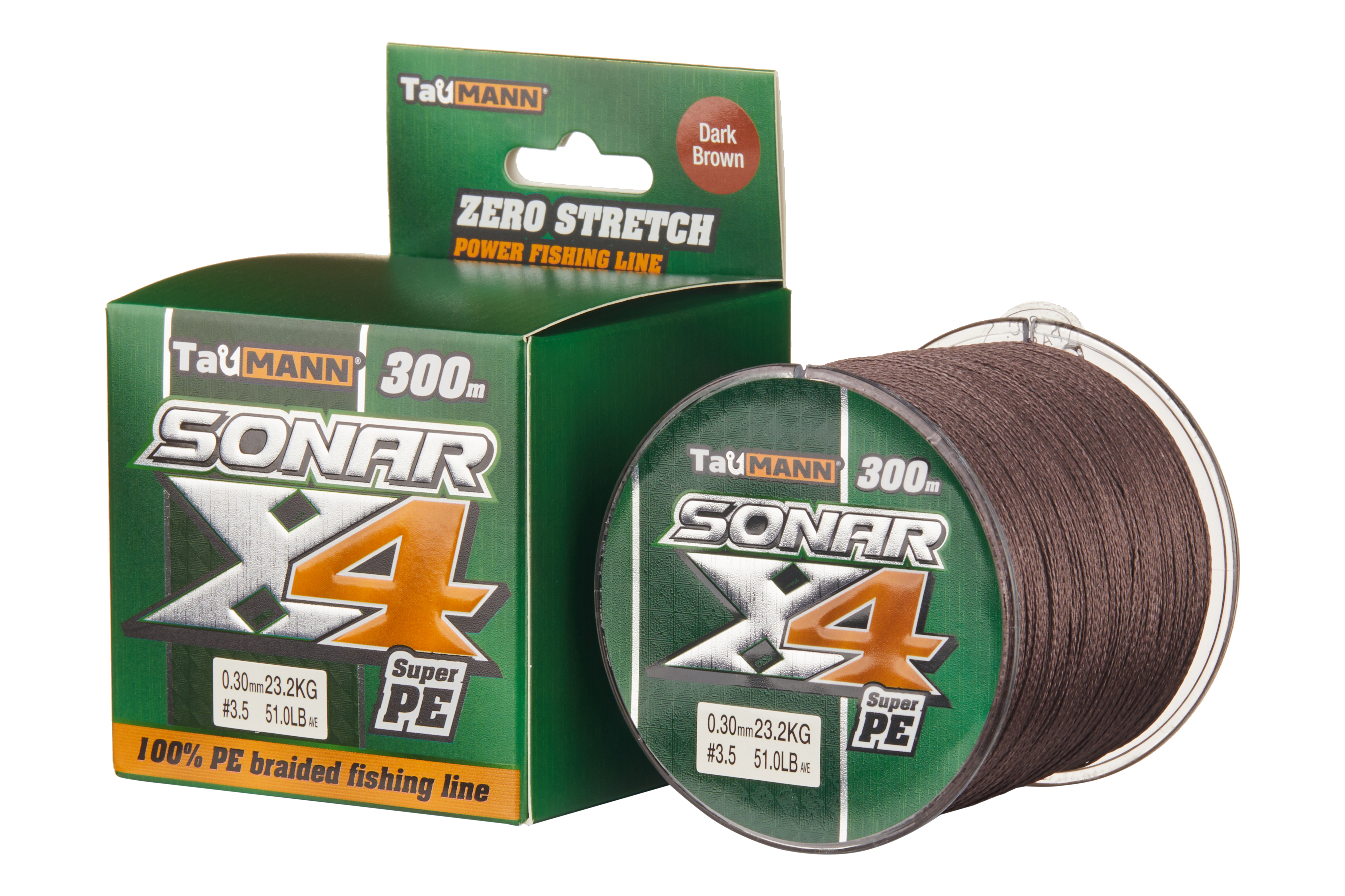 Шнур TauMANN Sonar PE X4 300m #3.5 (0.30mm) Dark Brown