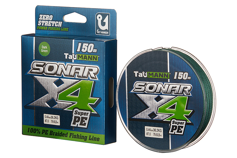 Шнур TauMANN Sonar PE X4 150m #7 (0.44mm) Dark Green