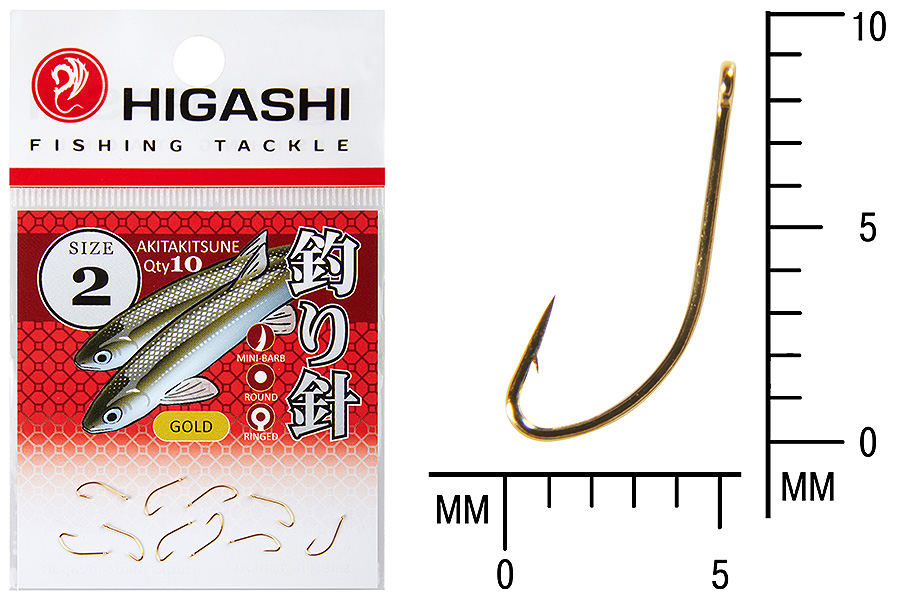 Крючок HIGASHI Akitakitsune ringed #2 Gold