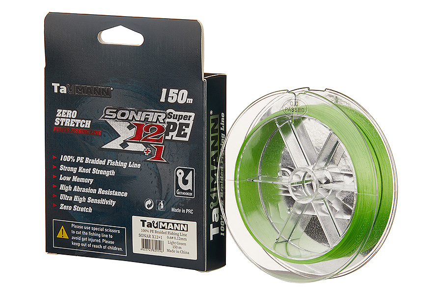 Шнур TauMANN Sonar X12+1 PE 150m #0.6 (0.12mm) Light Green