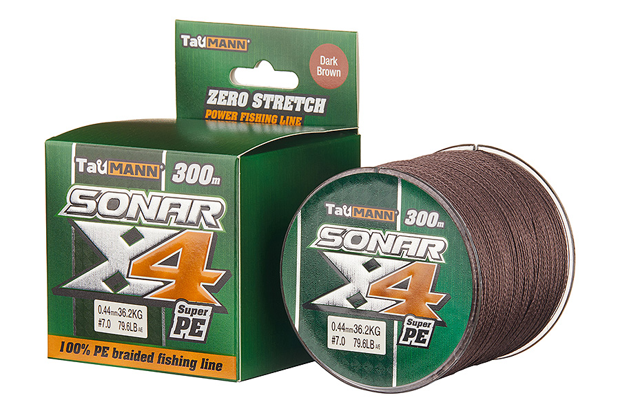 Шнур TauMANN Sonar PE X4 300m #7 (0.44mm) Dark Brown