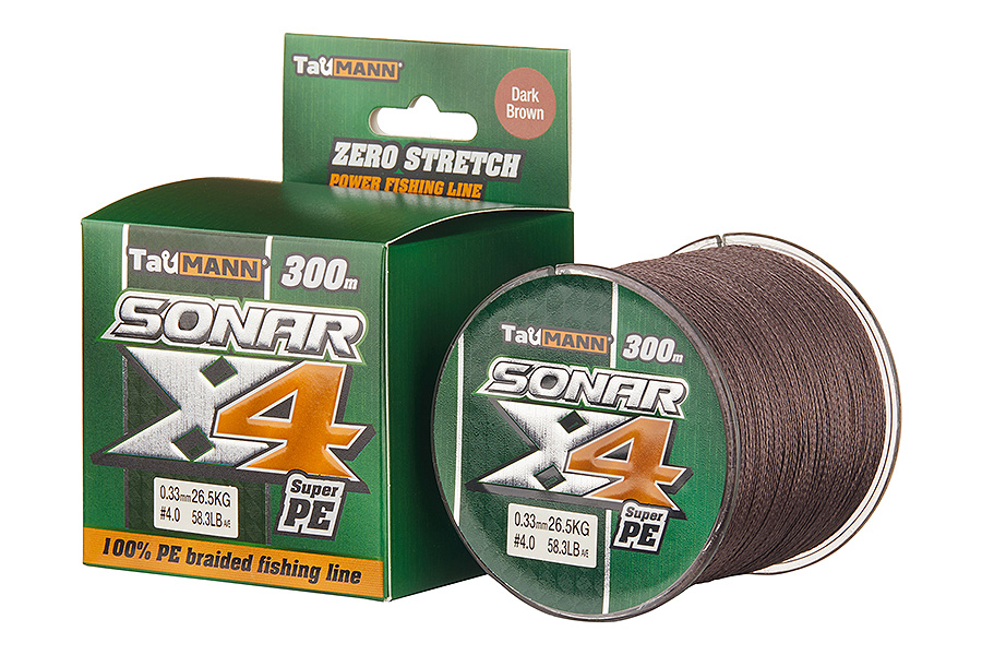Шнур TauMANN Sonar PE X4 300m #4 (0.33mm) Dark Brown