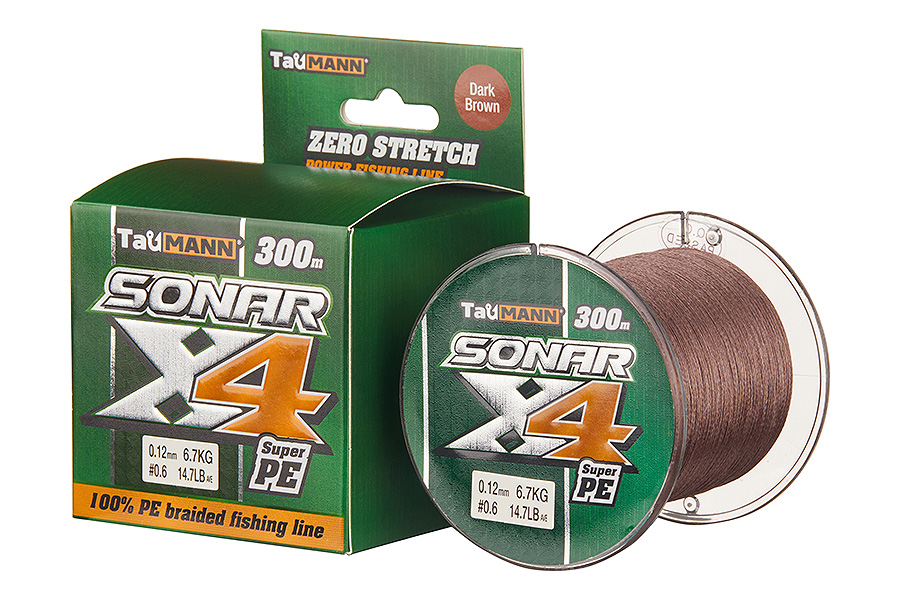 Шнур TauMANN Sonar PE X4 300m #0.6 (0.12mm) Dark Brown