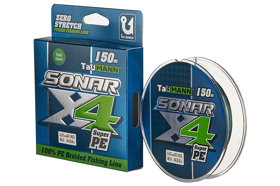 Шнур TauMANN Sonar PE X4 150m #8 (0.47mm) Dark Green