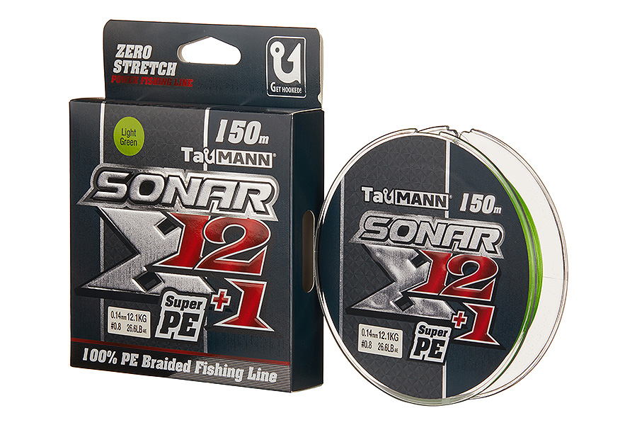 Шнур TauMANN Sonar X12+1 PE 150m #0.8 (0.14mm) Light Green