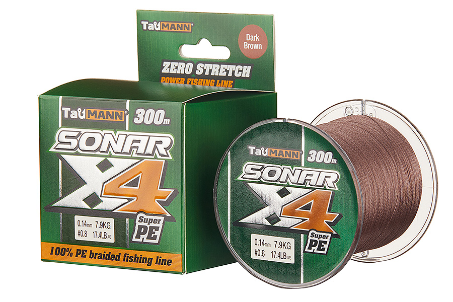 Шнур TauMANN Sonar PE X4 300m #0.8 (0.14mm) Dark Brown