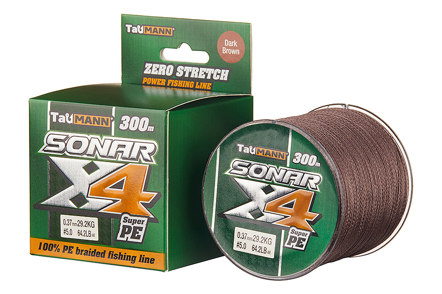 Шнур TauMANN Sonar PE X4 300m #5 (0.37mm) Dark Brown