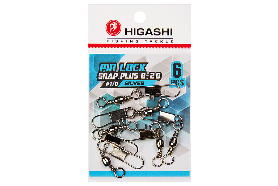 Карабин с вертлюгом HIGASHI Pin lock snap plus B-20 #1/0 silver