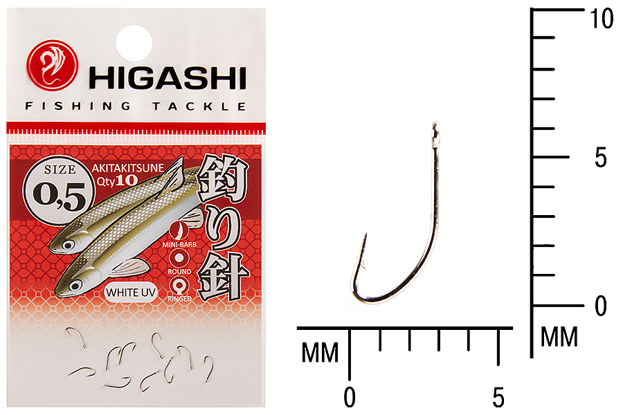 Крючок HIGASHI Akitakitsune ringed #0,5 White UV