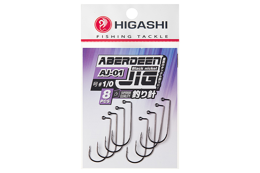 Офсетные крючки HIGASHI Aberdeen Jig AJ-01 #1/0 Black nickel