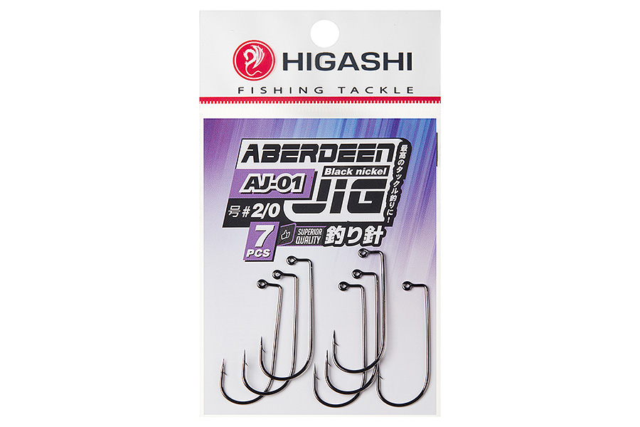 Офсетные крючки HIGASHI Aberdeen Jig AJ-01 #2/0 Black nickel