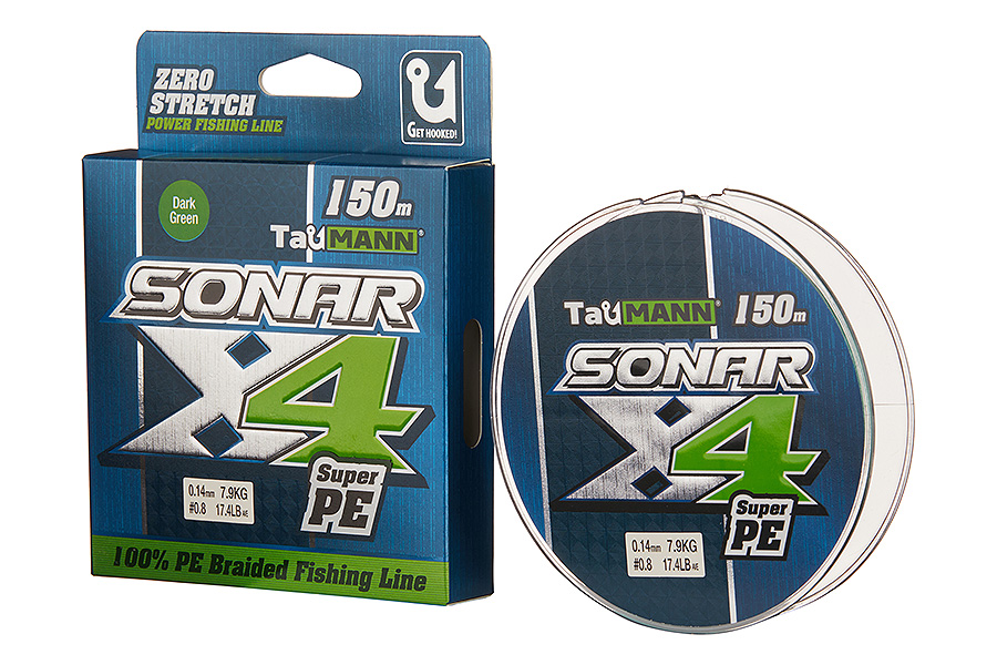 Шнур TauMANN Sonar PE X4 150m #0.8 (0.14mm) Dark Green