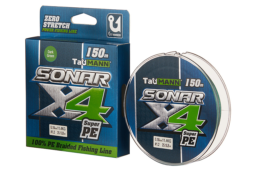 Шнур TauMANN Sonar PE X4 150m #1.2 (0.18mm) Dark Green