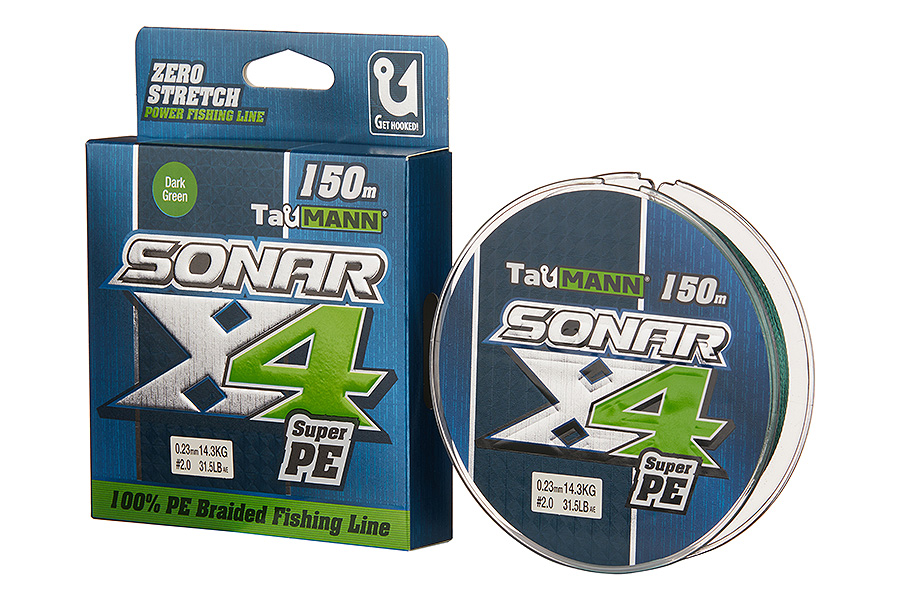 Шнур TauMANN Sonar PE X4 150m #2.0 (0.23mm) Dark Green