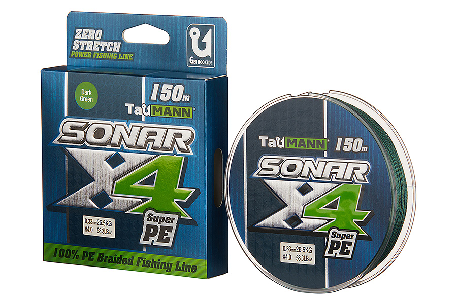 Шнур TauMANN Sonar PE X4 150m #4 (0.33mm) Dark Green