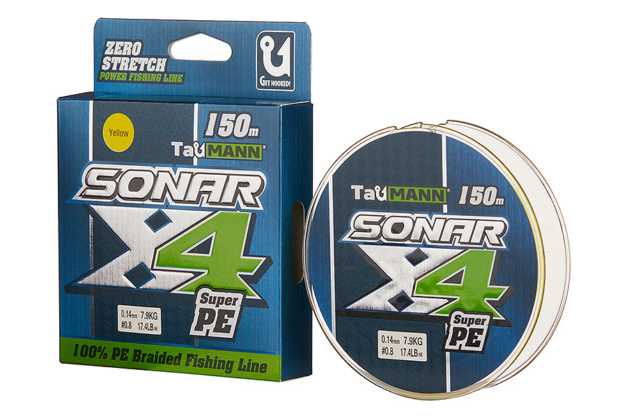 Шнур TauMANN Sonar PE X4 150m #0.8 (0.14mm) Yellow