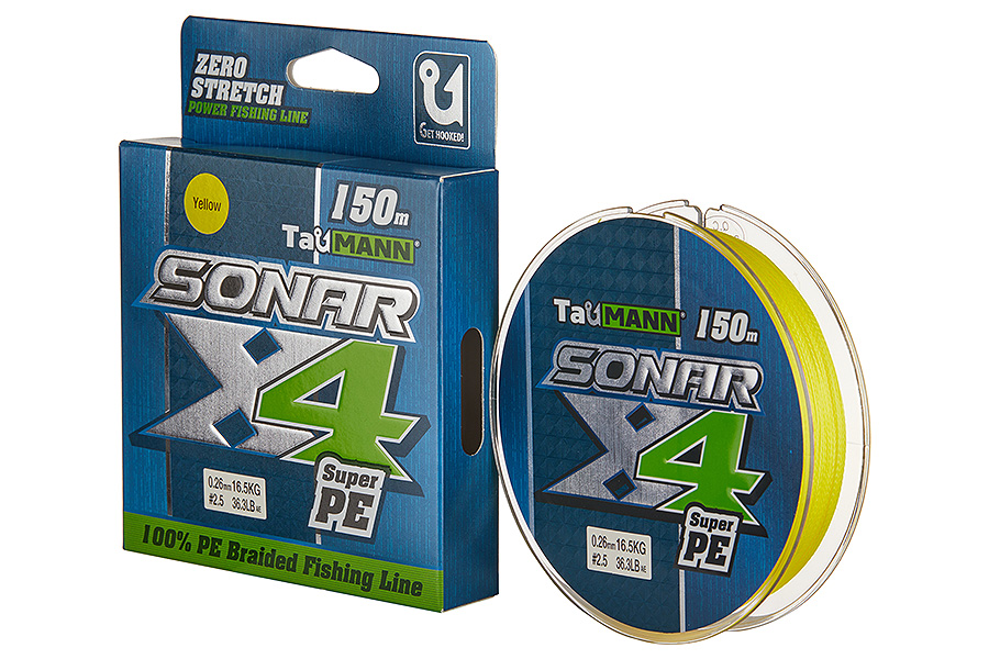 Шнур TauMANN Sonar PE X4 150m #2.5 (0.26mm) Yellow