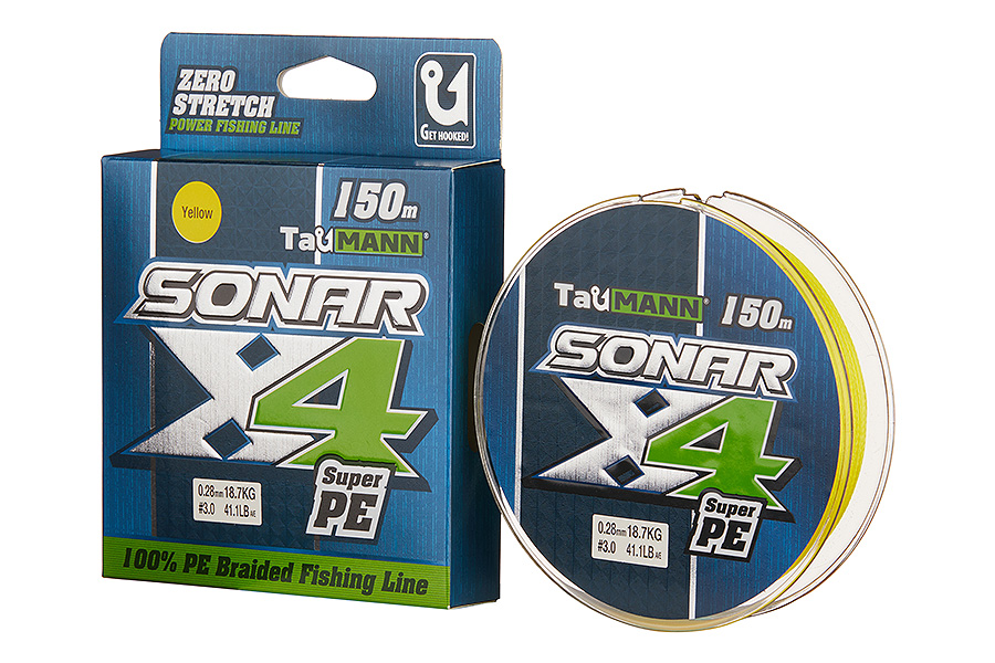 Шнур TauMANN Sonar PE X4 150m #3.0 (0.28mm) Yellow