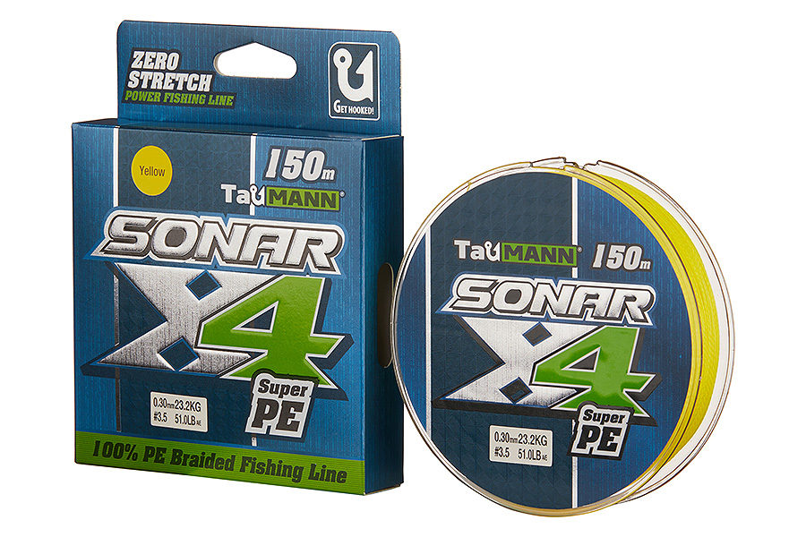 Шнур TauMANN Sonar PE X4 150m #3.5 (0.30mm) Yellow