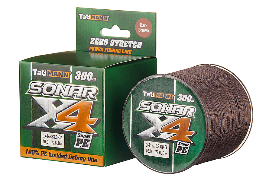 Шнур TauMANN Sonar PE X4 300m #6 (0.41mm) Dark Brown