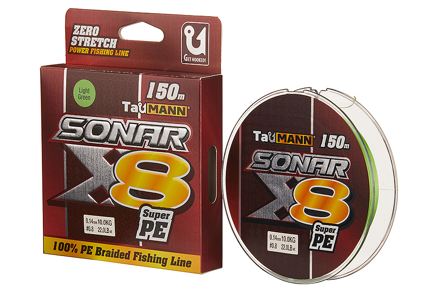Шнур TauMANN Sonar PE X8 150m #0.8 (0.14mm) Light Green