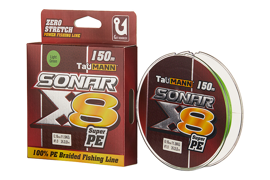 Шнур TauMANN Sonar PE X8 150m #1.0 (0.16mm) Light Green