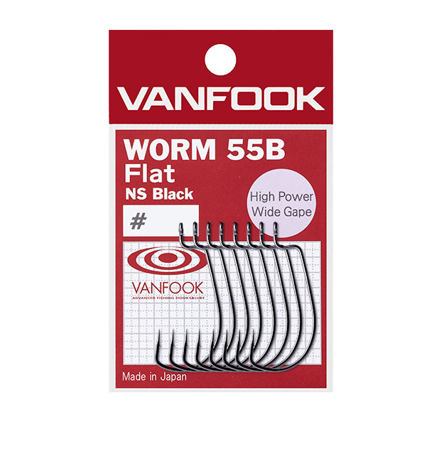 Офсетные крючки VANFOOK Worm-55B Flat #1 NS black