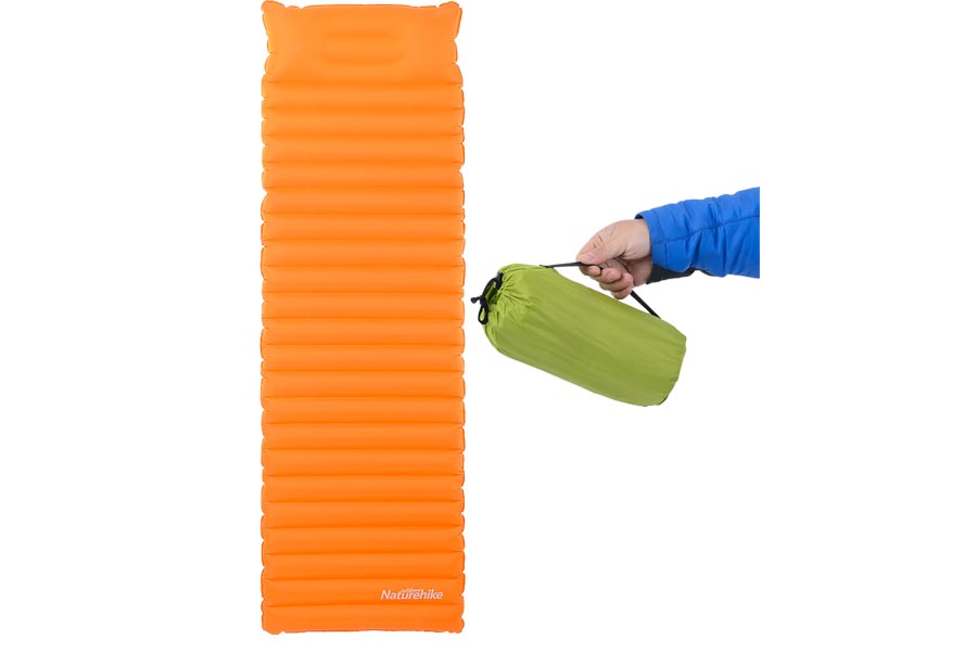 Коврик туристический NATUREHIKE Ultralight TPU Sleeping Pad With Pillow (Sun orange)